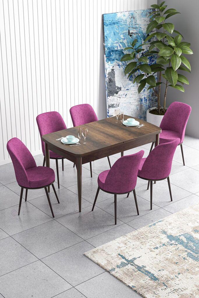 Hanah Home Set Trpezarijski sto i 6 stolica Han, Ljubičasto-braon