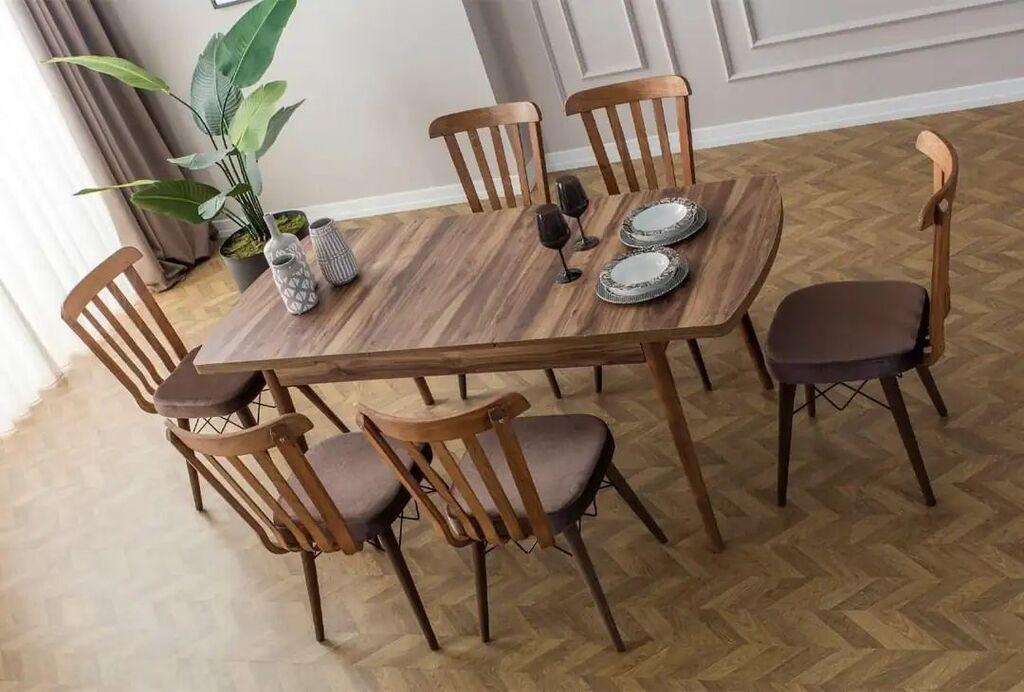 Hanah Home Trpezarijski sto i stolice Fergana, Braon