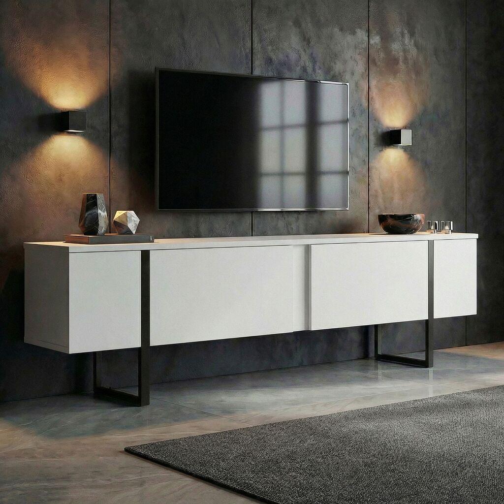 Nordure TV komoda, 180x45x30cm, Bela