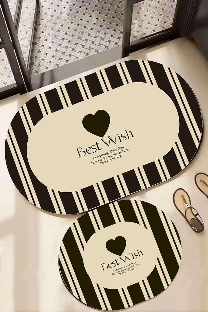 L'essentiel Maison Set prostirki za kupatilo Best Wish, 2 komada, Crno-beli