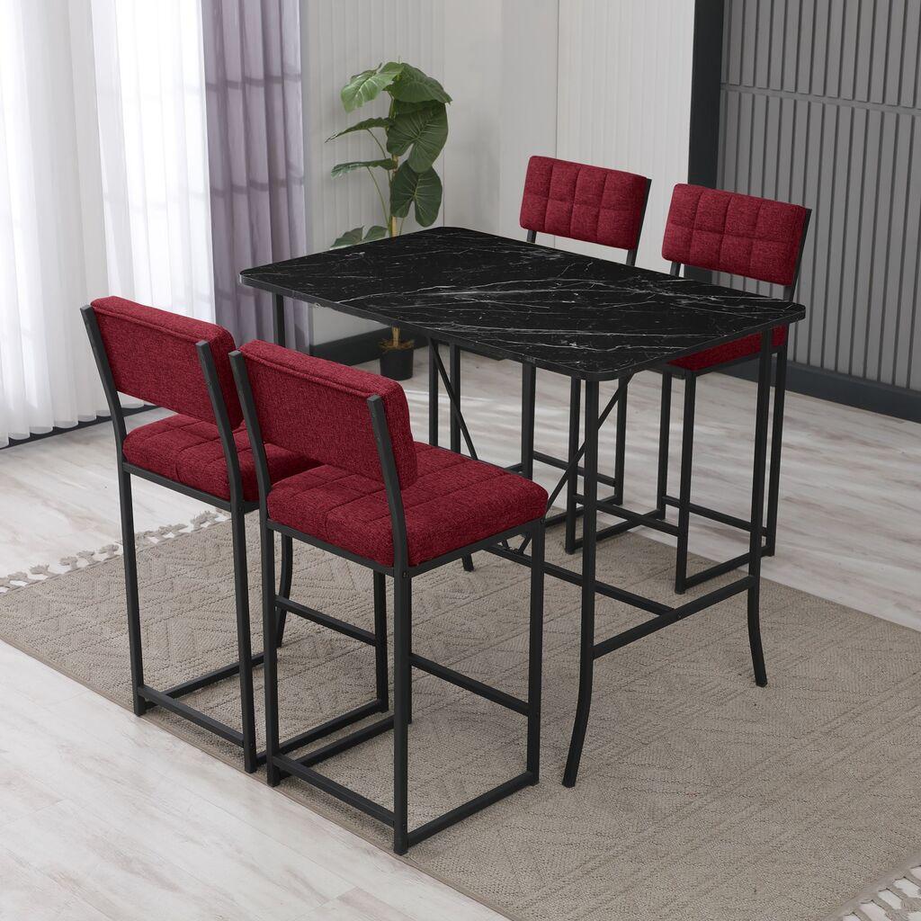Hanah Home Set barskih stolova i stolica, 110 x 70 x 92 cm, 5 delova, Bordo