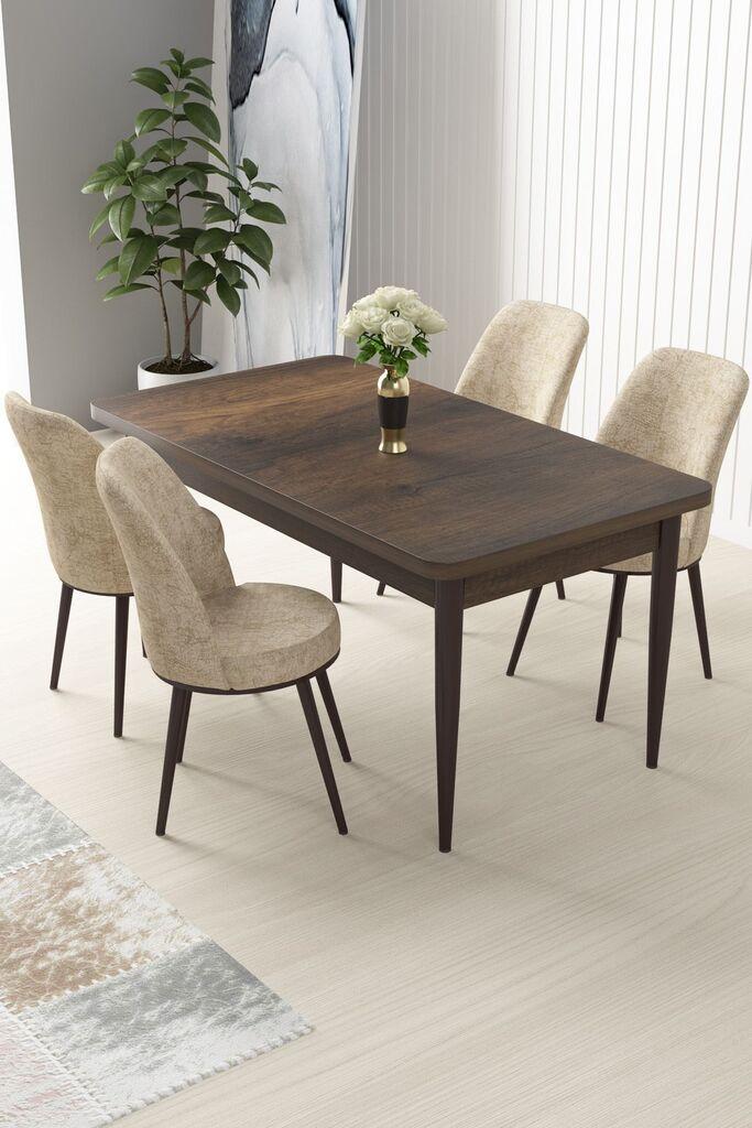 Hanah Home Set Trpezarijski sto i 4 stolice Nil, Krem-braon