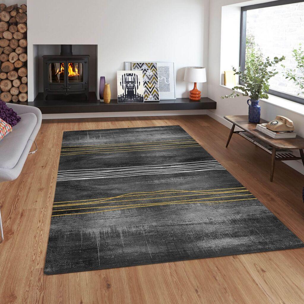 Conceptum Hypnose Tepih Cg41, Pravougaoni, 120 x 180 cm, Sivo-zlatne boje