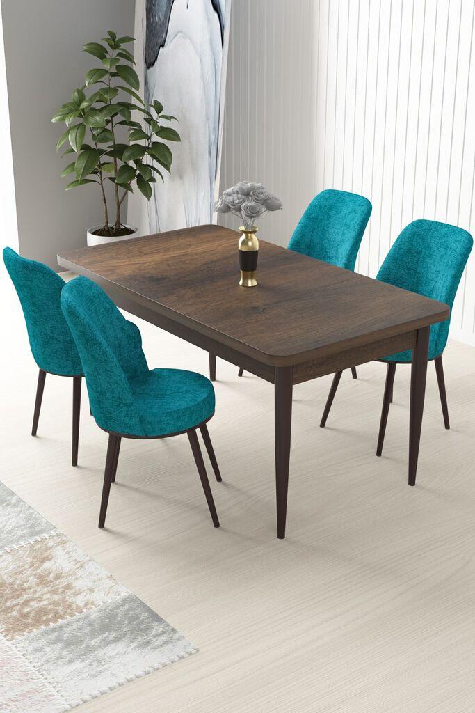 Hanah Home Set Trpezarijski sto i 4 stolice Nil, Tirkizno-braon