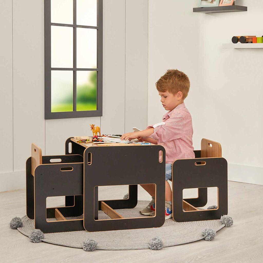 Hanah Home Dečiji set Sto i stolice, 53x45x44.5cm, Crni