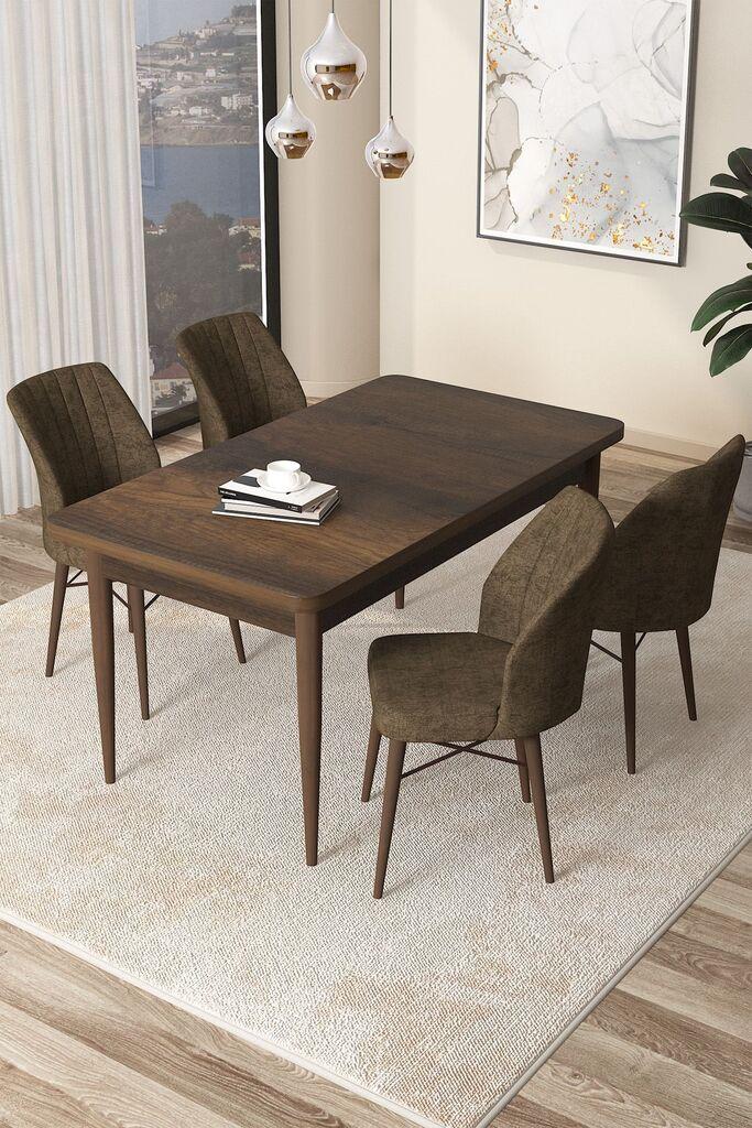 Hanah Home Set Trpezarijski sto i 4 stolice Arp, Braon