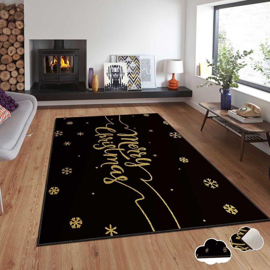 Conceptum Hypnose Tepih sa novogodišnjim motivima Asr-Crpt-25, Pravougaoni, 80 x 140 cm, Crni