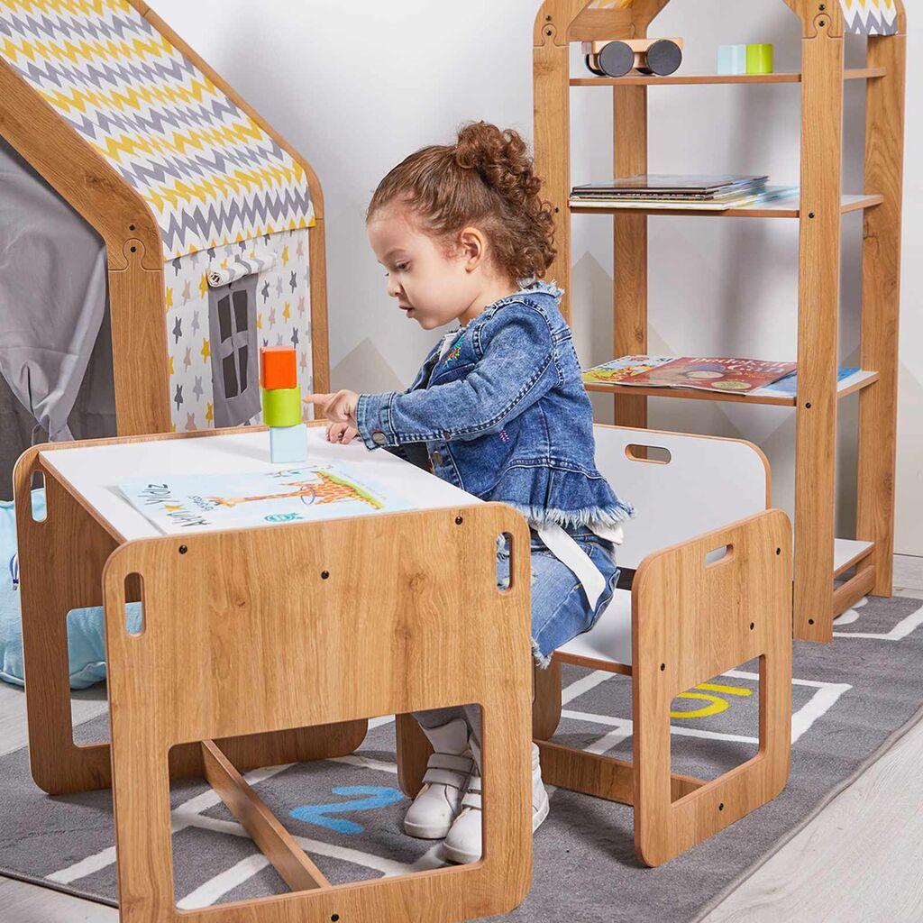 Hanah Home Dečiji set Sto i stolica, 53x45x44.5cm, Beli
