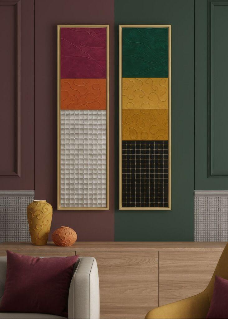 Wallity Dekorativne uramljene slike na platnu, 25x100cm, 2 komada, Šarene