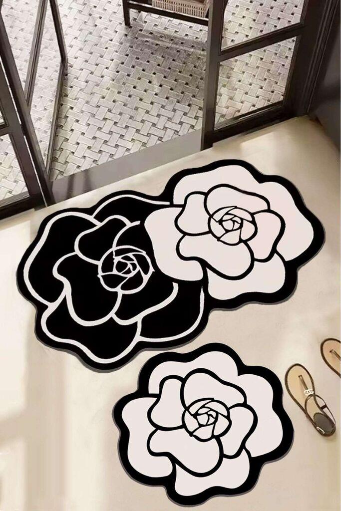 L'essentiel Maison Set prostirki za kupatilo Bungari Rose, 2 komada, Crno-beli