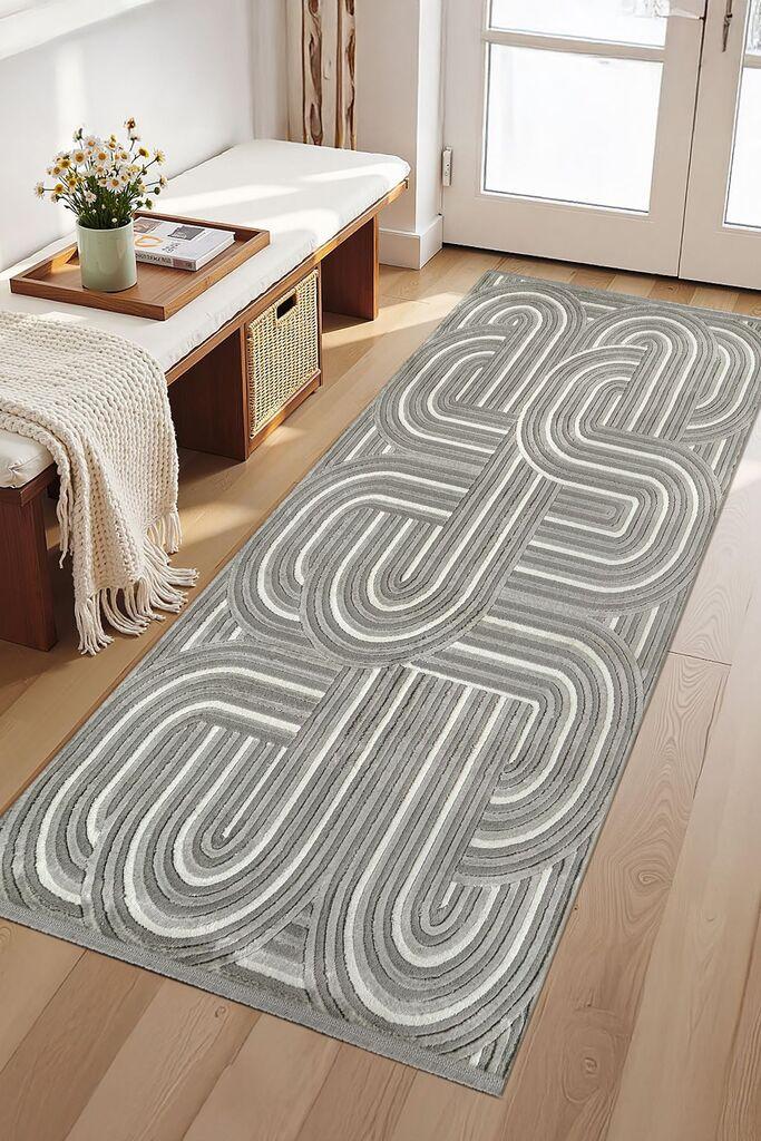 Conceptum Hypnose Tepih Amorf-Ar008, Pravougaoni, 80 x 150 cm, Krem-sivi