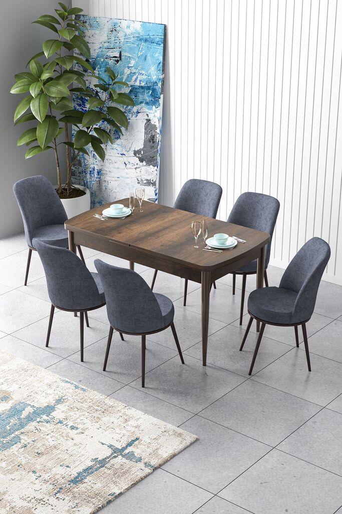 Hanah Home Set Trpezarijski sto i 6 stolica Zen, Sivo-braon