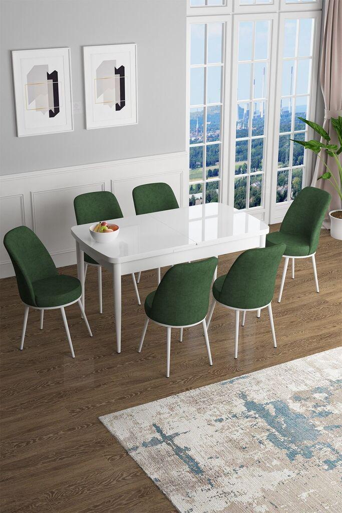 Hanah Home Set Trpezarijski sto i 6 stolica Han, Zeleno-beli