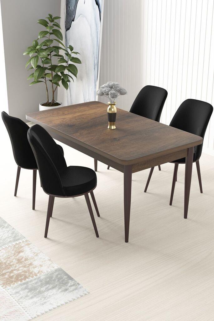Hanah Home Set Trpezarijski sto i 4 stolice Nil, Braon-crni