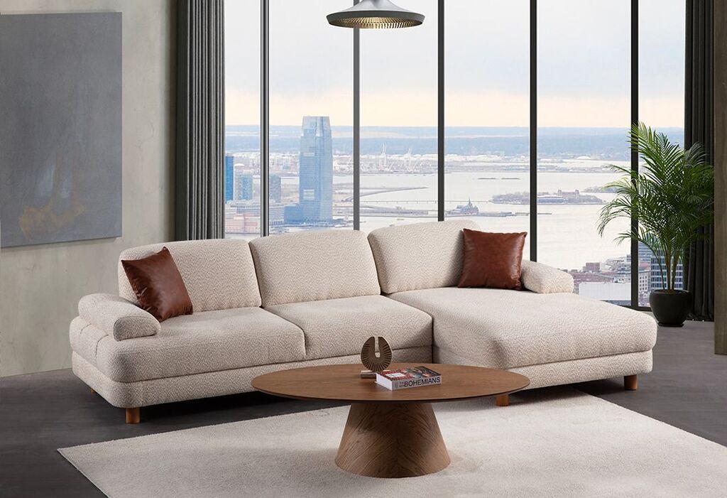 Atelier del Sofa Ugaona garnitura na razvlačenje Nice, 165x75x315 cm, Krem