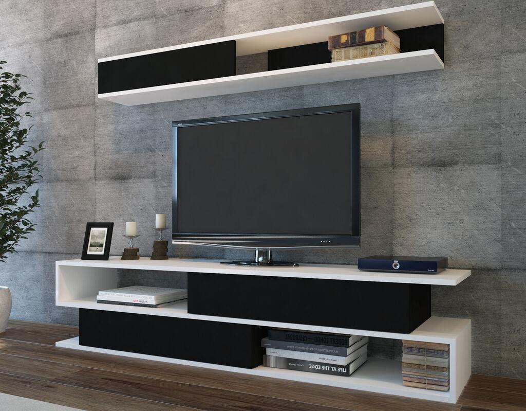 Hanah Home Sims TV polica, Crno-Belo