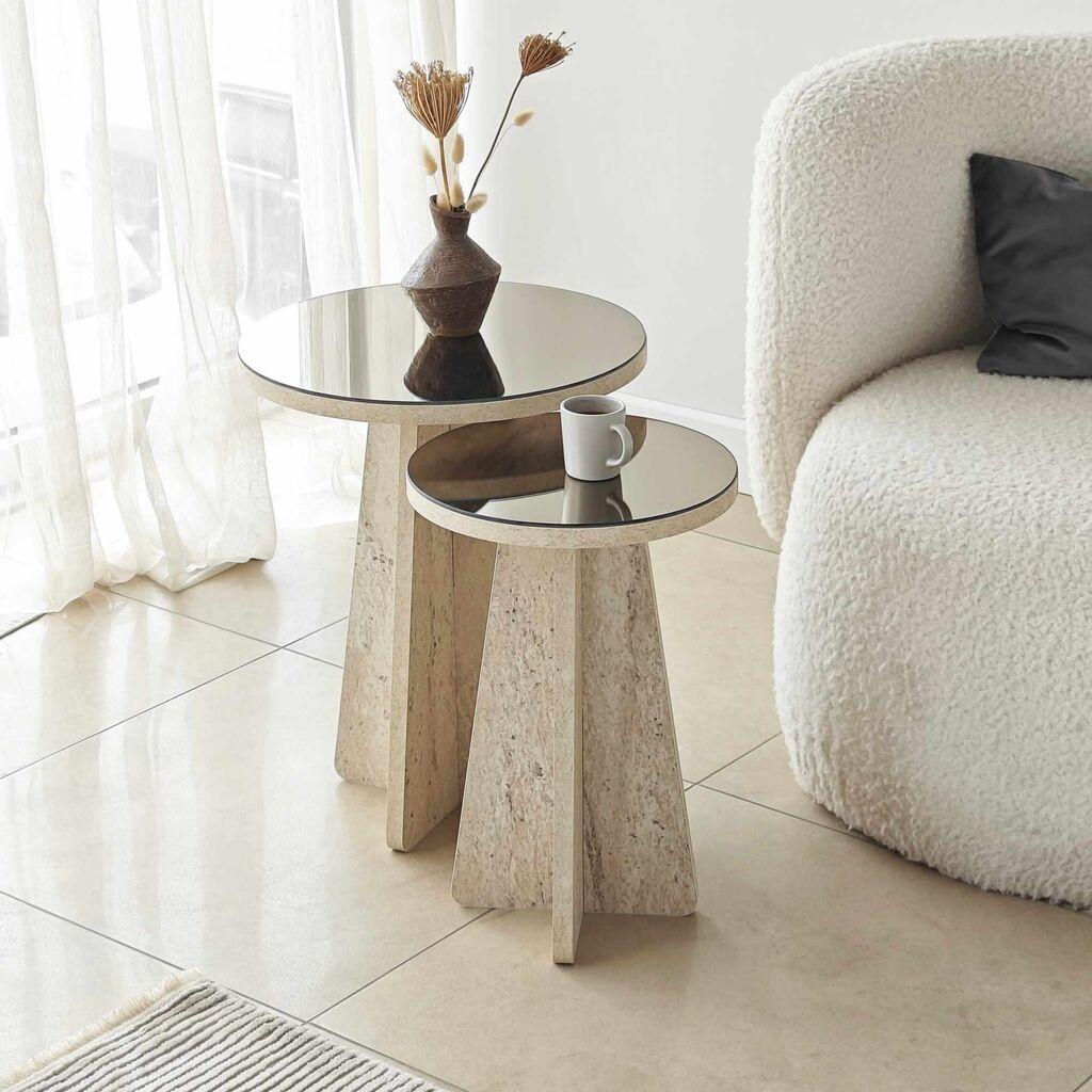Hanah Home Set klub stolova Luna, 2 komada, Krem