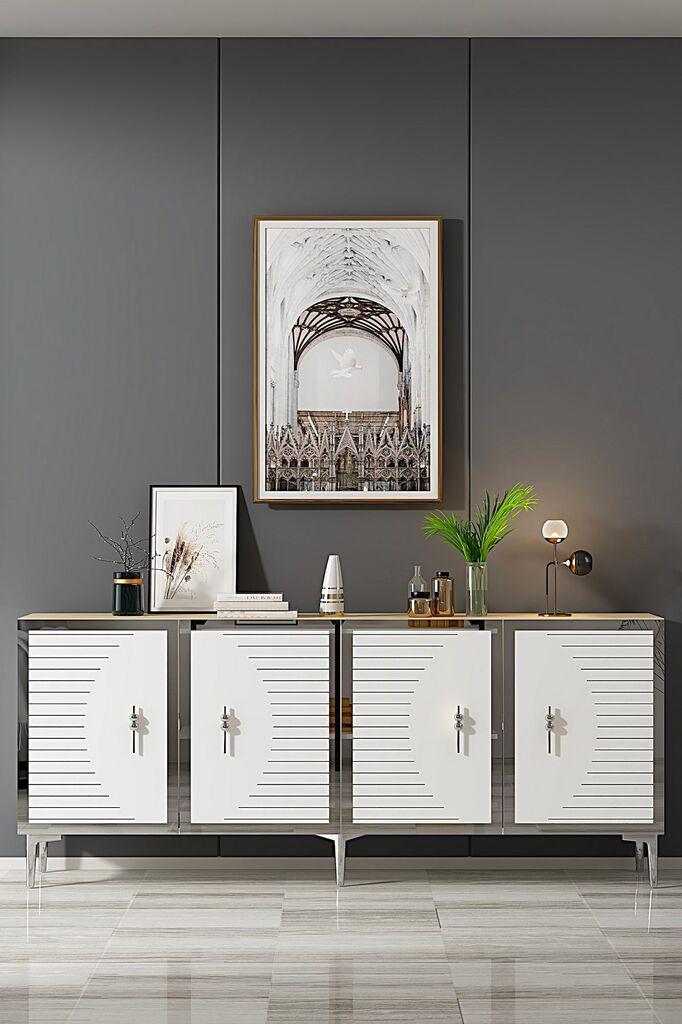 Hanah Home Konzola Tuna 180, 180x75x32 cm, Bela