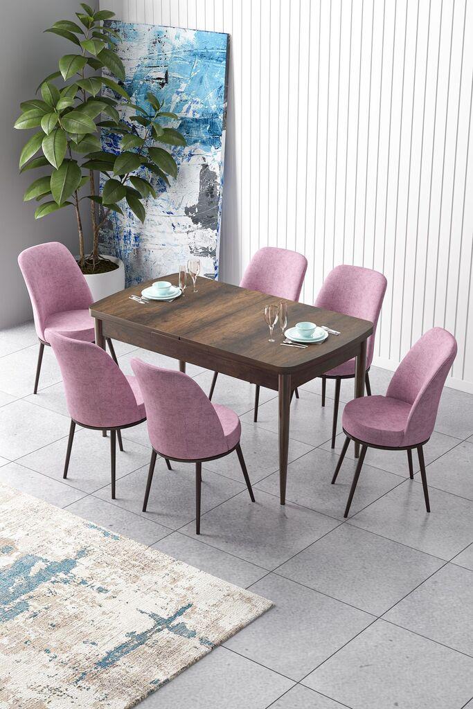 Hanah Home Set Trpezarijski sto i 6 stolica Zen, Roze-braon