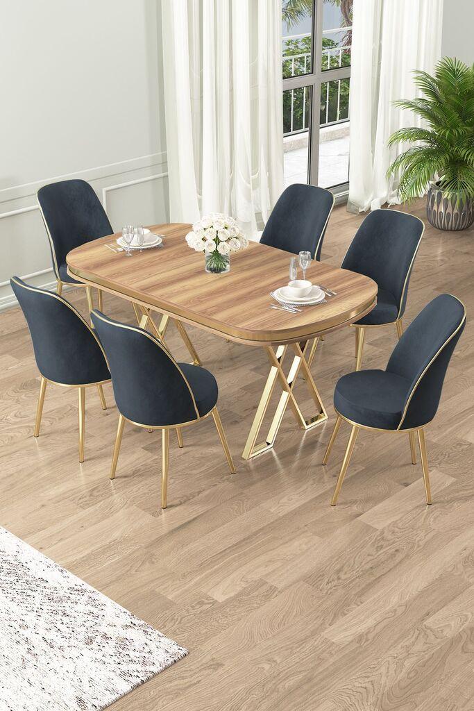 Hanah Home Set Trpezarijski sto i 6 stolica Lai, Antracit