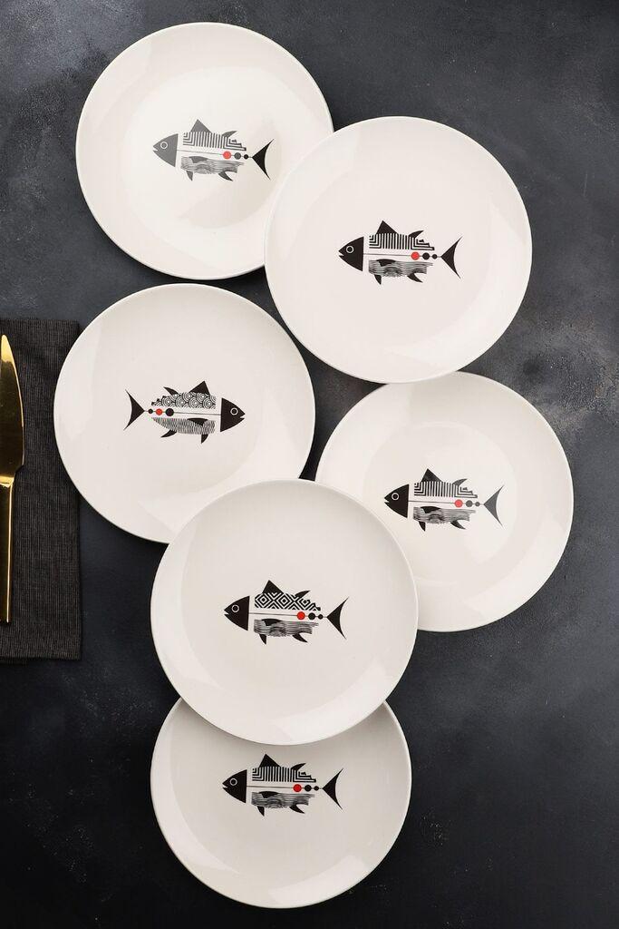 Hermia Set dezertnih tanjira, 6 komada, Beli