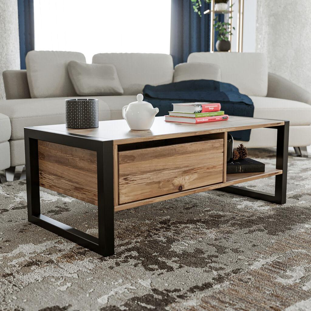 HANAH HOME Haldizen Klub sto, 105x40x55cm, Braon-crni