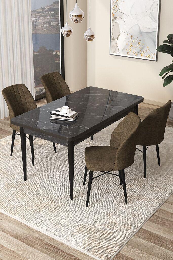 Hanah Home Set Trpezarijski sto i 4 stolice Arp, Braon-crni
