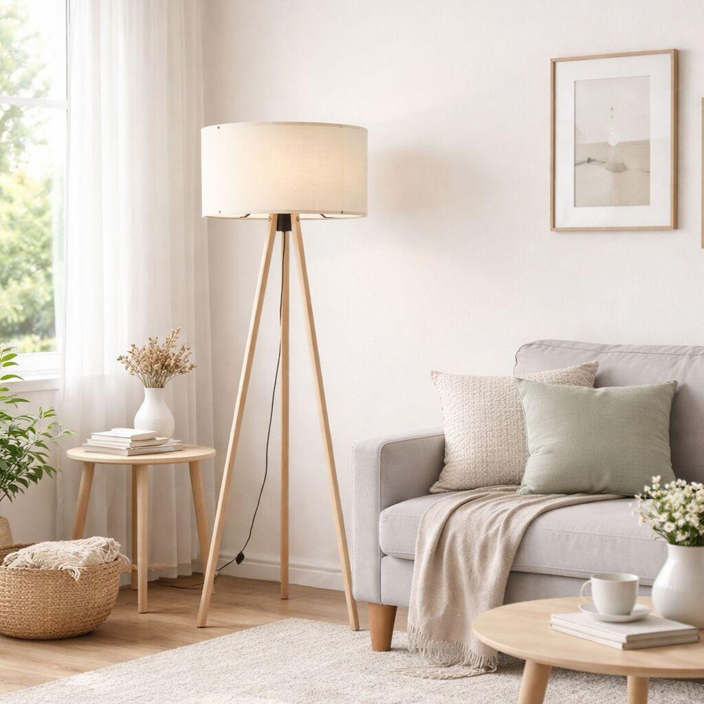 Opviq Podna lampa cream oak