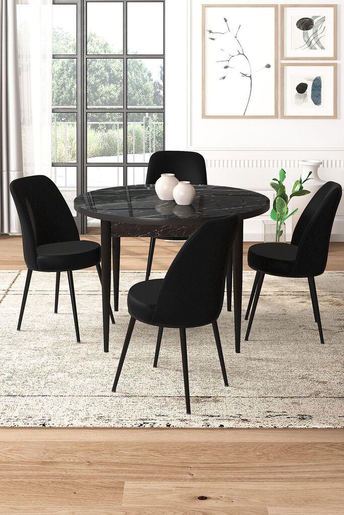 Hanah Home Set Trpezarijski sto i 4 stolice,Crni