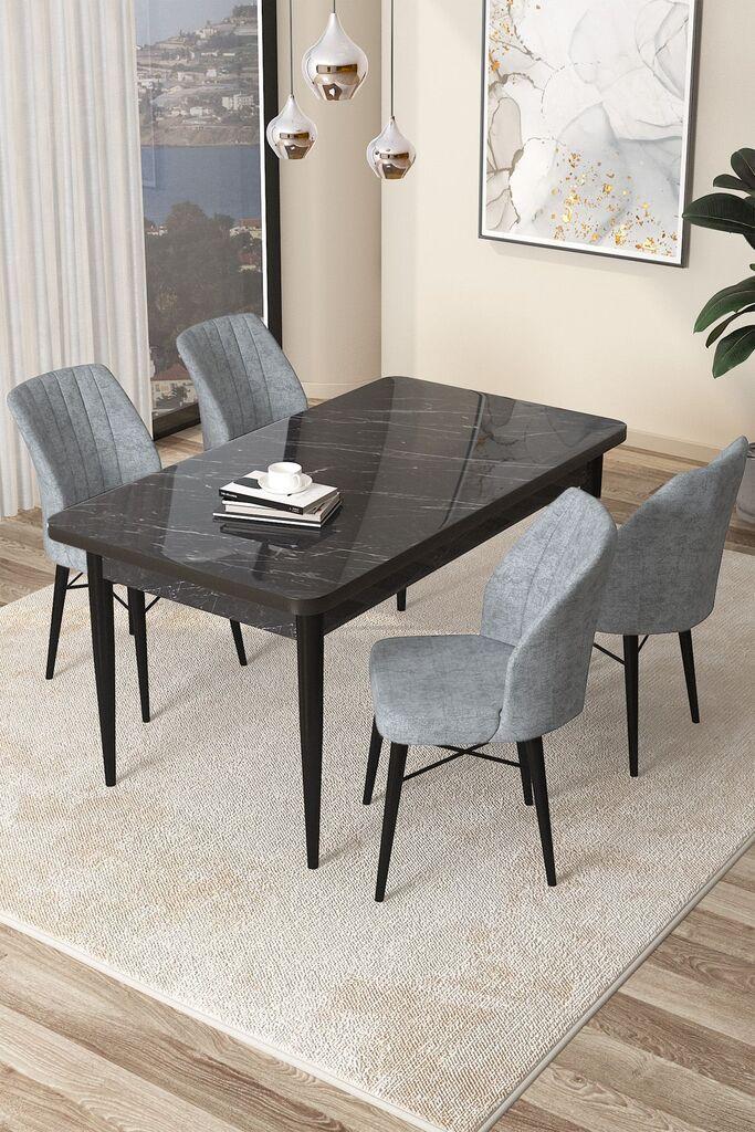 Hanah Home Set Trpezarijski sto i 4 stolice Arp, Svetlosivi