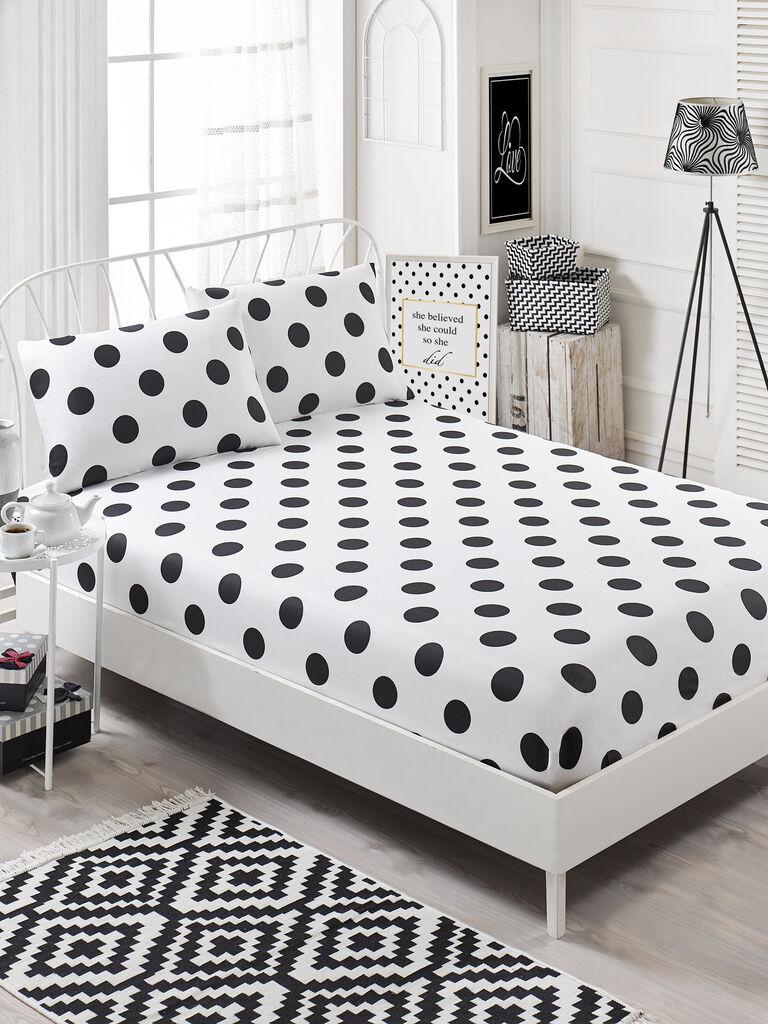 L'essentiel Maison Set čaršava za francuski krevet, 65% pamuk, 35% poliester, Crno-beli, 160 x 200 cm