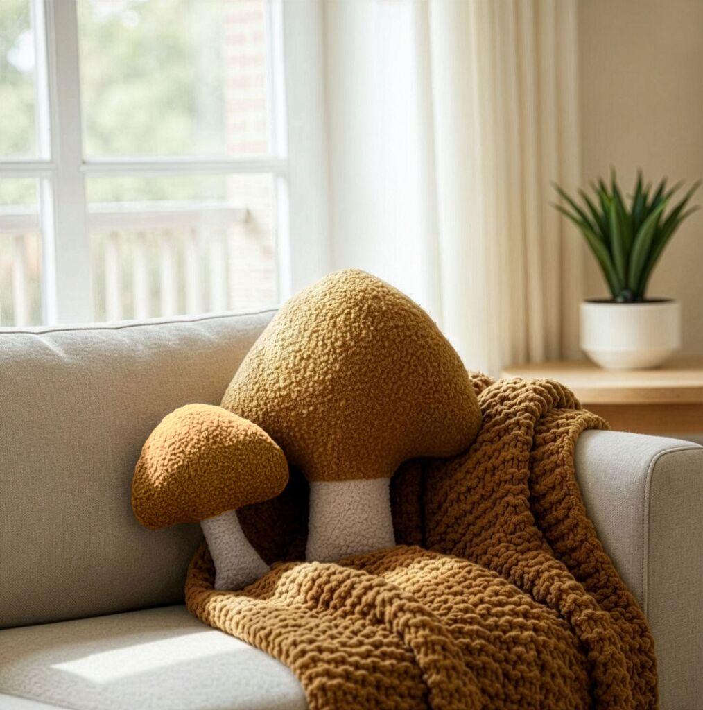 Aberto Design Set dekorativnih jastuka Mushroom, 38x38 cm i 26x22 cm, Braon
