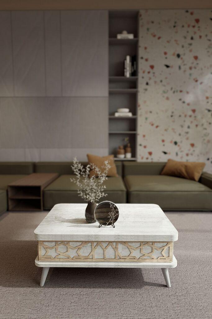 Hanah Home Sto za dnevnu sobu Ottowa Ada 90x38x60 cm, Prljavo beli