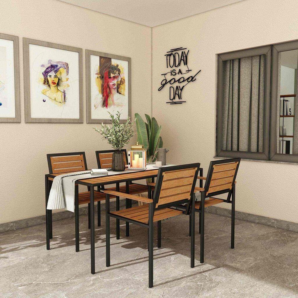 Hanah Home Baštenski sto i stolice, Petodelni set, Četiri stolice i sto