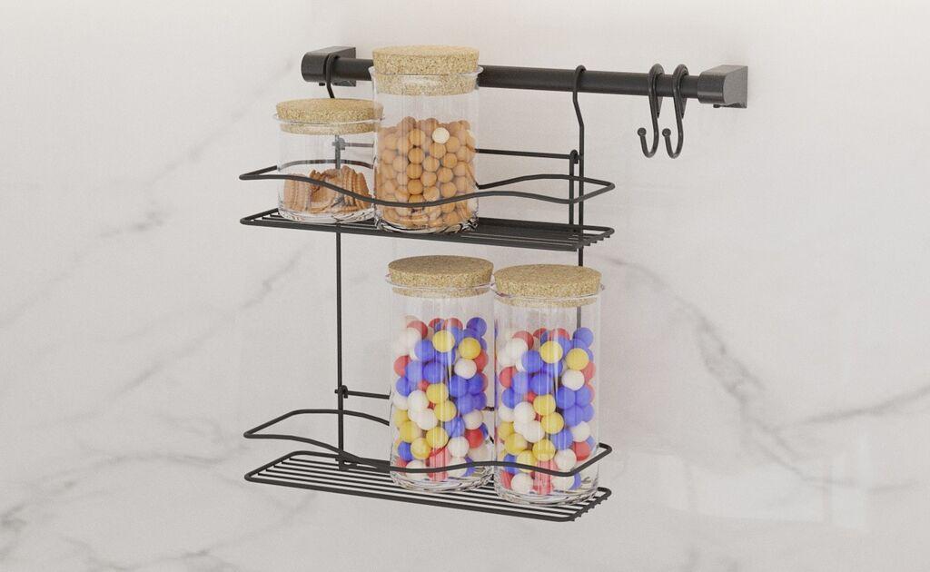 Hermia Organizator za kuhinju, 41 x 18 x 25 cm, 100% Metal, 2.5-5 mm debljina, Crni