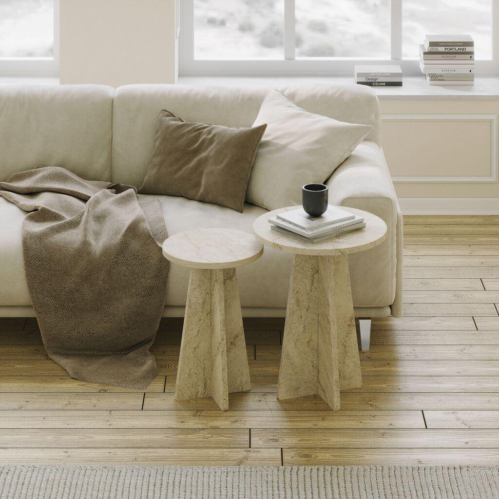 Hanah Home Set klub stolova Mushroom 2, 2 komada, Bež
