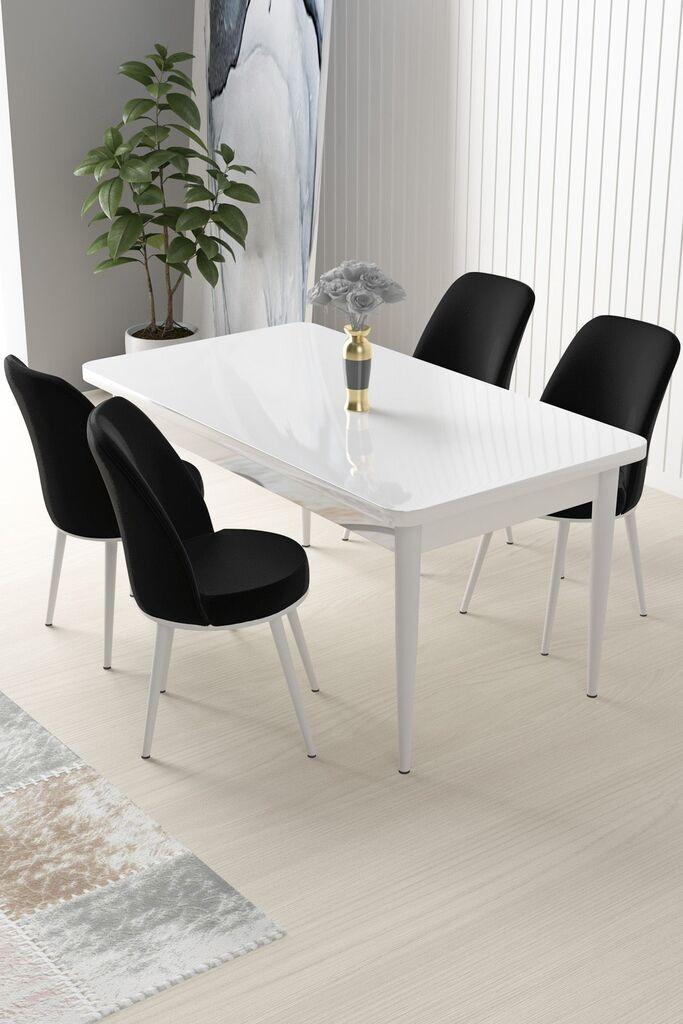 Hanah Home Set Trpezarijski sto i 4 stolice Nil, Crno-beli