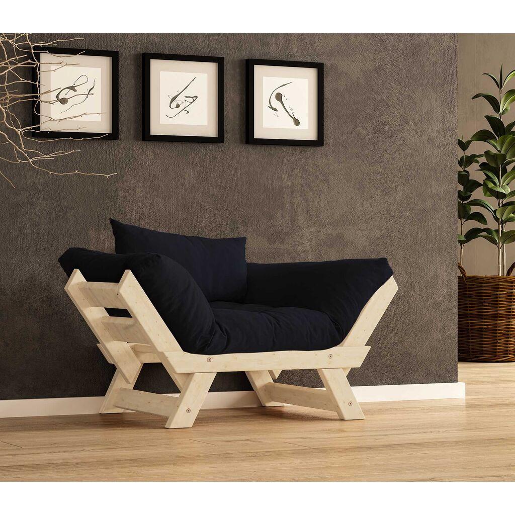 Hanah Home Baštenska sofa sa jednim sedištem i jastukom, Naturalna i crna