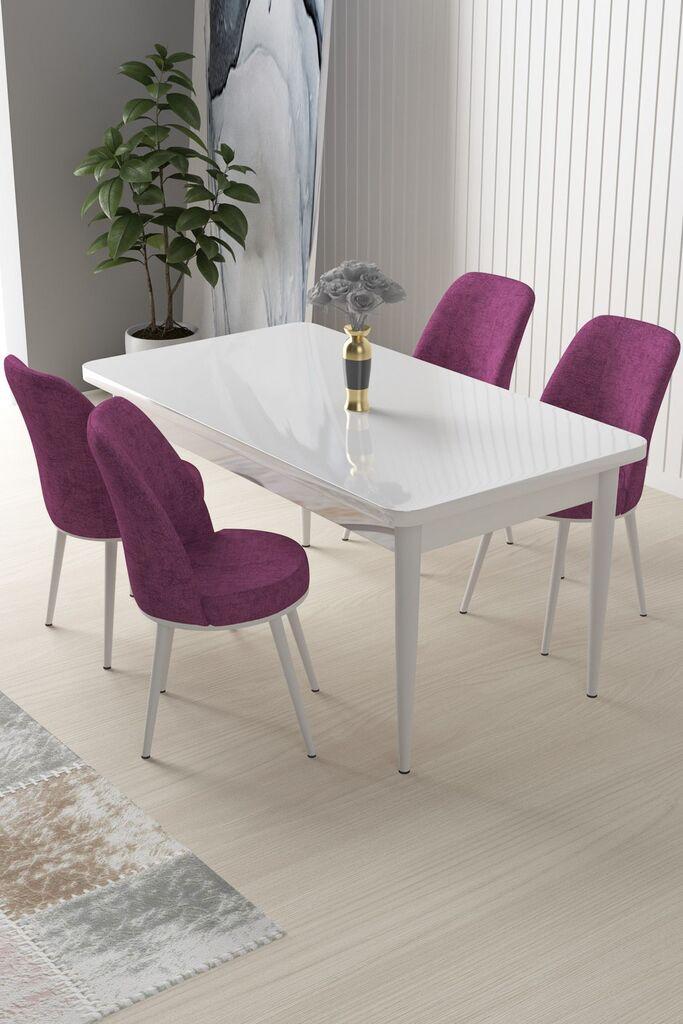 Hanah Home Set Trpezarijski sto i 4 stolice Nil, Ljubičasto-beli