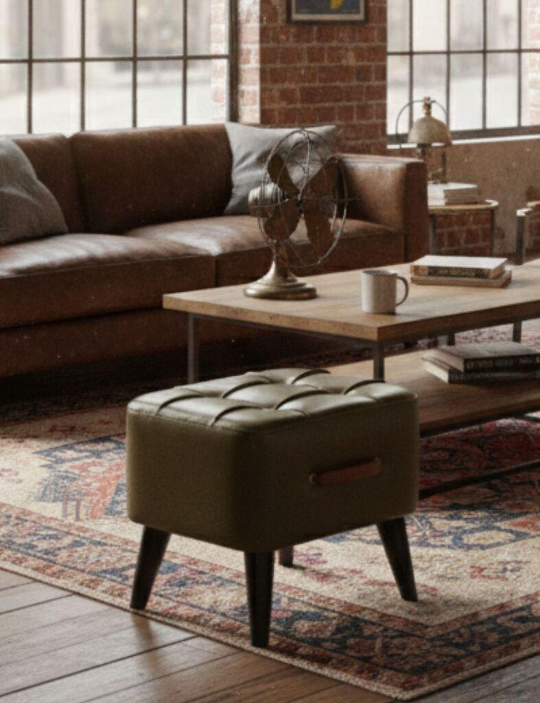 Atelier del Sofa Tabure, 43x35x33cm, Kaki