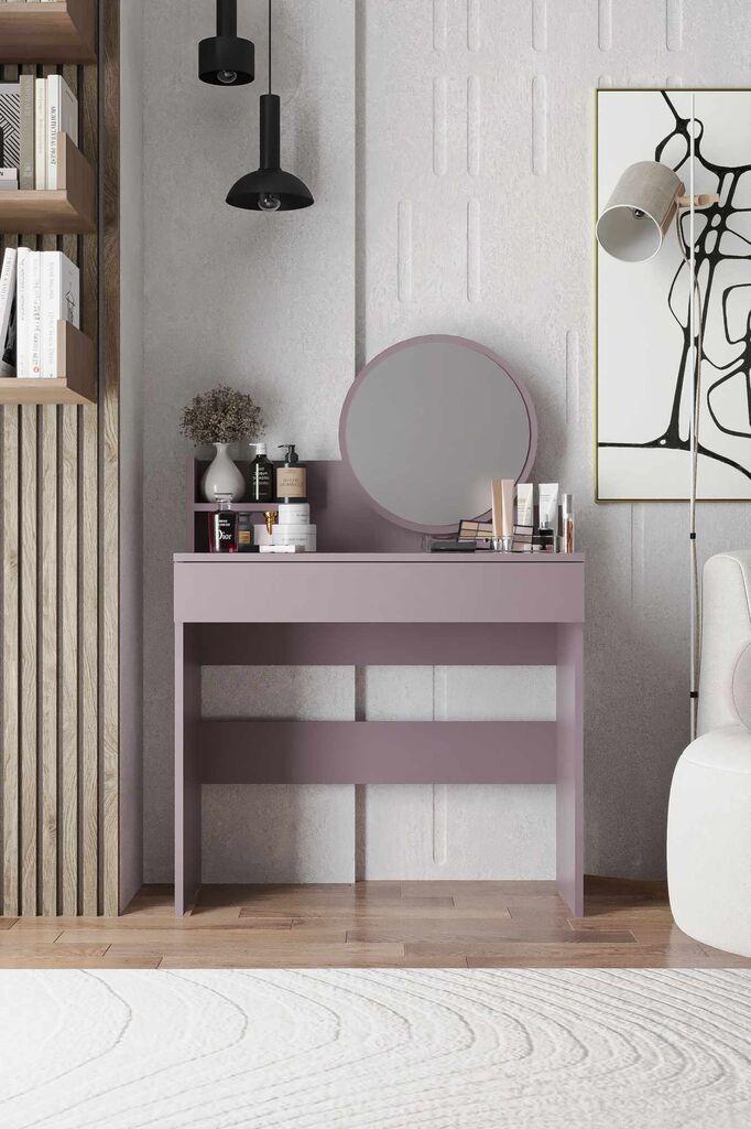 Hanah Home Sto za šminkanje Harmony Mini Round, 90 x 40 x 133 cm, Rozi
