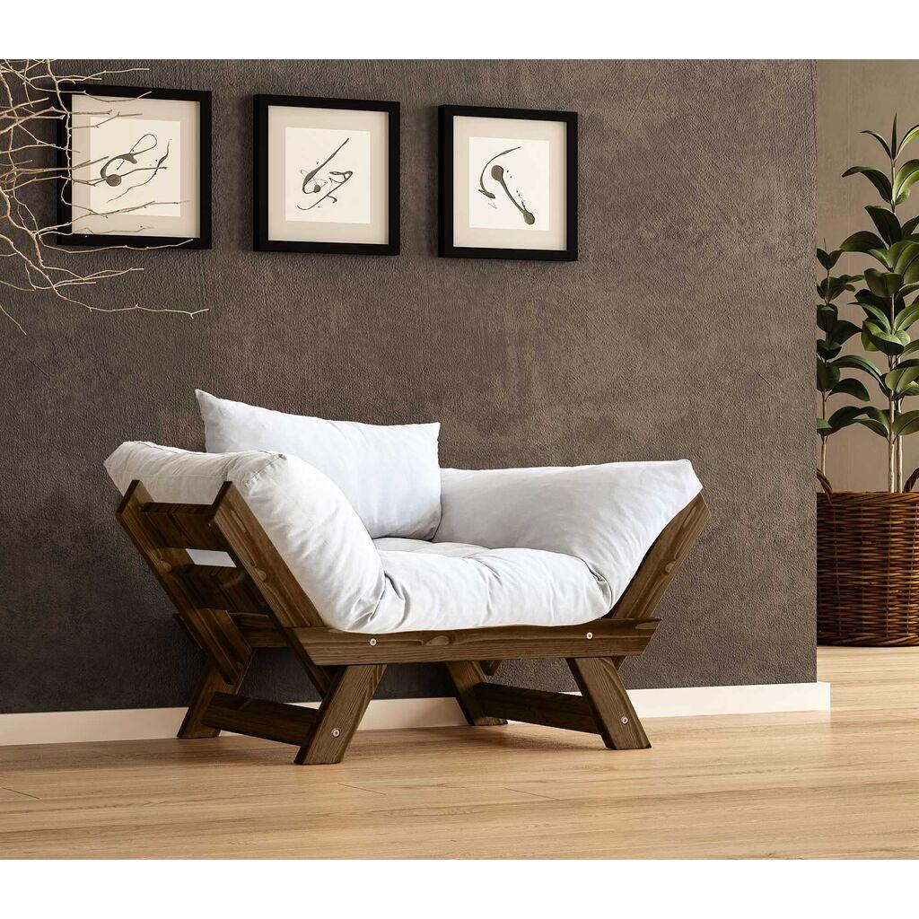 Hanah Home Baštenska sofa sa jednim sedištem i jastukom, Orah i bela
