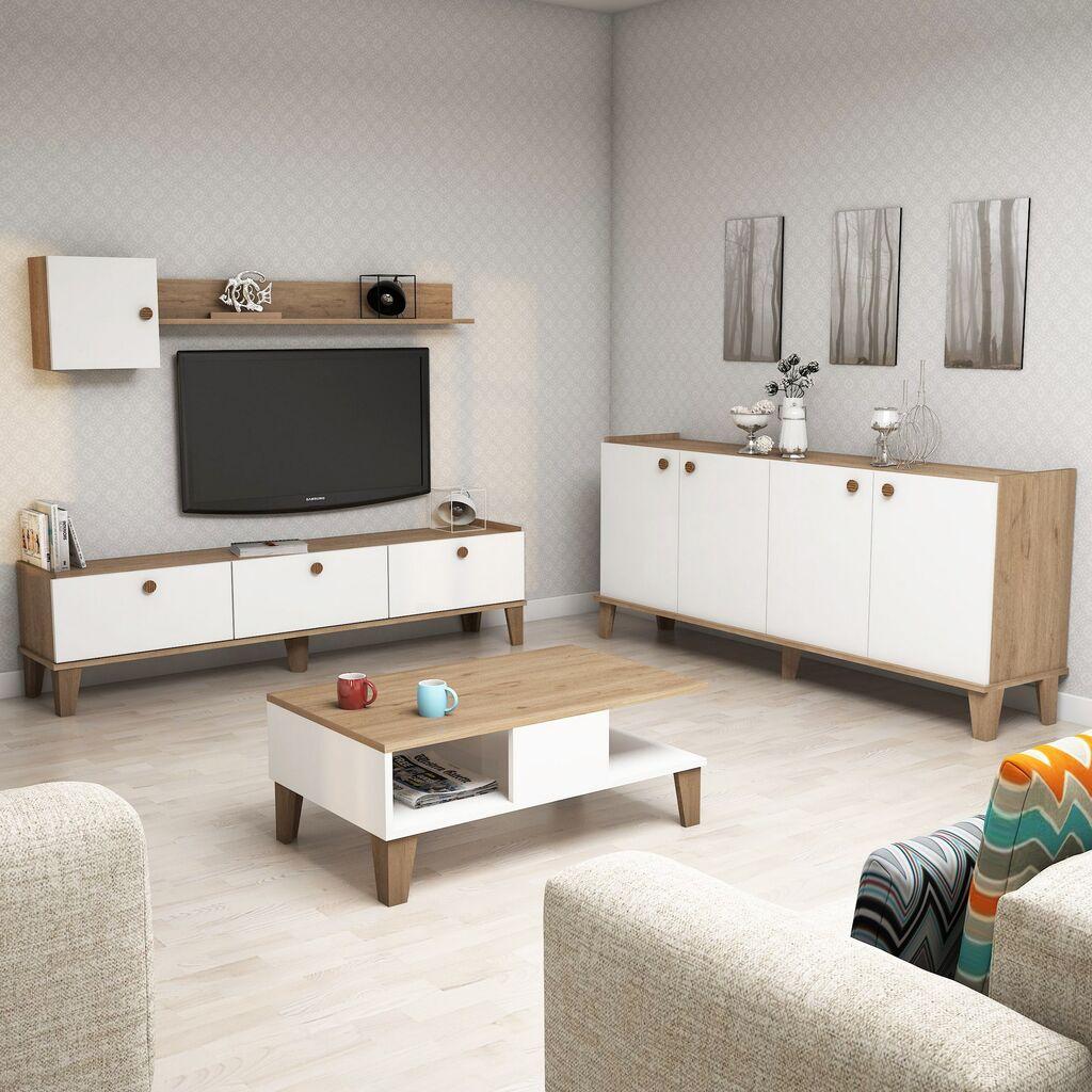 Hanah Home Set za dnevnu sobu  Sumer 3, 4 komada, Beli