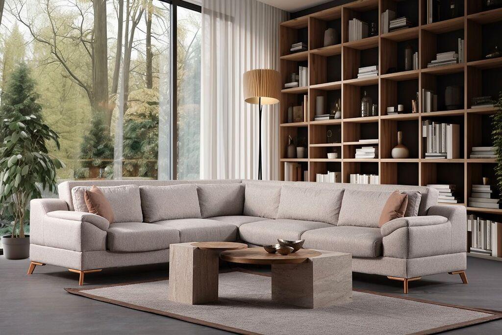 Atelier del Sofa Ugaona garnitura na razvlačenje Aqua, 275x300x100 cm, Bež