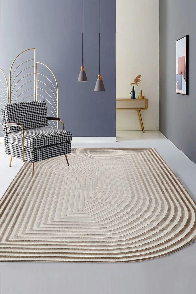 Conceptum Hypnose Tepih Amorf-Ar004, Ovalni, 120 x 180 cm, Krem-bež