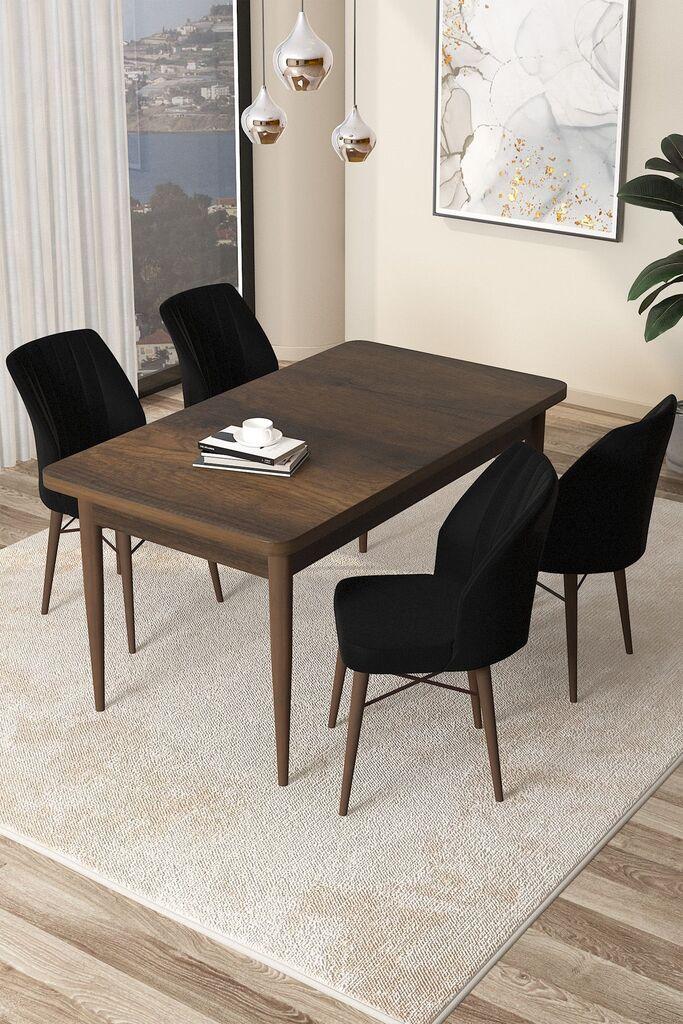Hanah Home Set Trpezarijski sto i 4 stolice Arp, Braon-crni