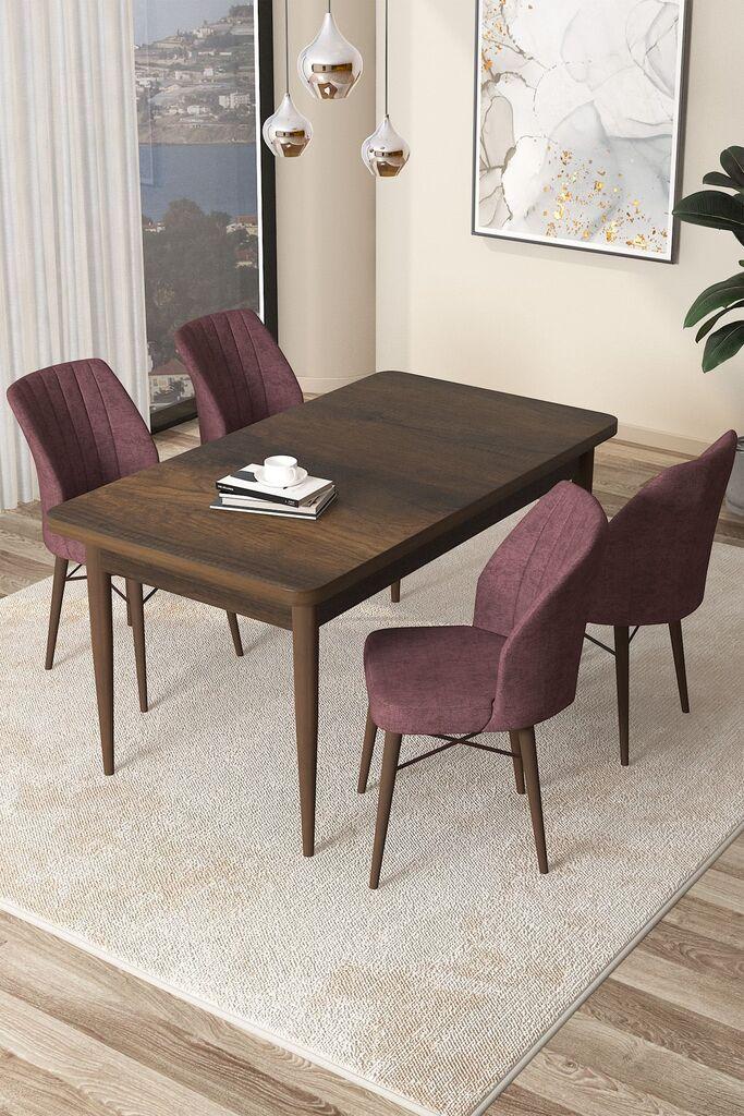 Hanah Home Set Trpezarijski sto i 4 stolice Arp, Prljavo roze