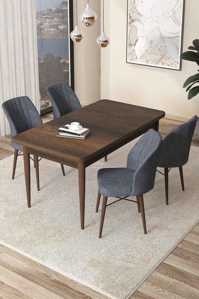 Hanah Home Set Trpezarijski sto i 4 stolice Arp, Braon-sivi