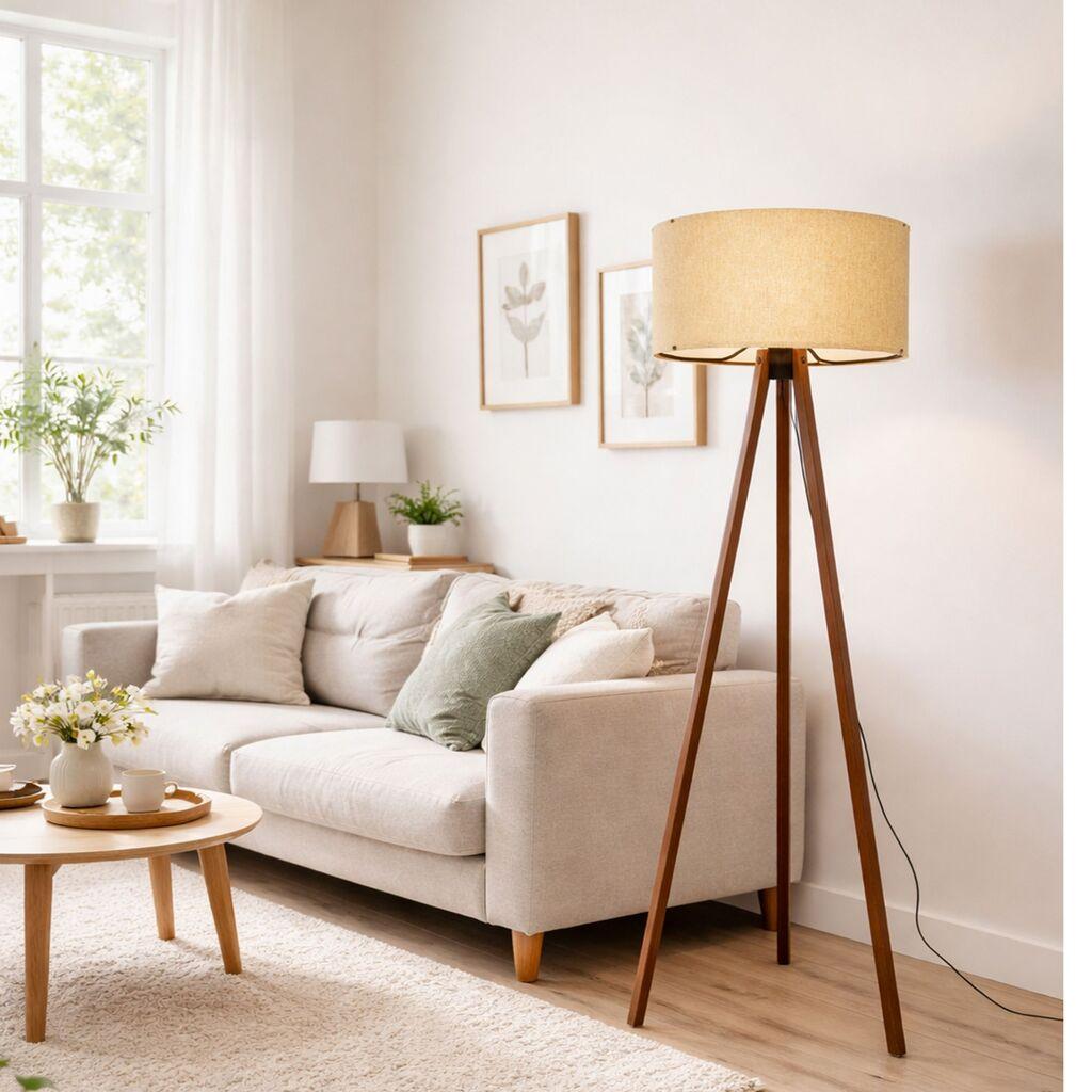 OPVIQ AYD 2935 Podna lampa, Drvena, E27, Krem