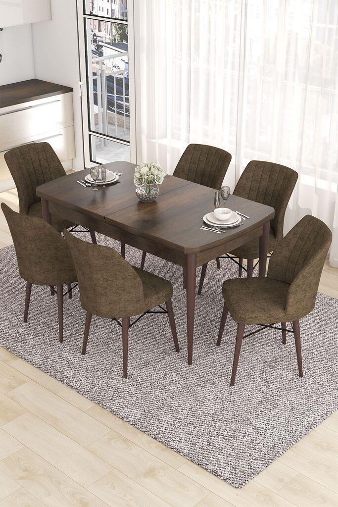 Hanah Home Set Trpezarijski sto i 6 stolica Eva, Braon